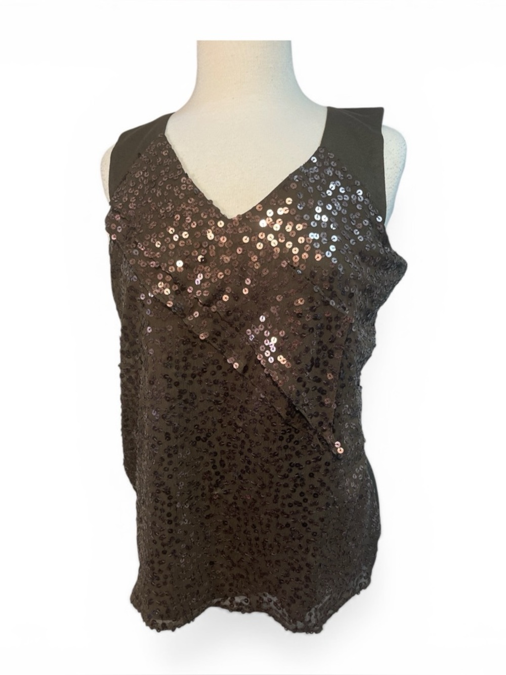 NWOT Chico’s Brown Sequin V-Neck Tank Top